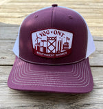 Load image into Gallery viewer, YQG Skyline Snapback - Maroon / White

